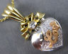 ESTATE .05CT DIAMOND 14KT WHITE YELLOW & ROSE GOLD 3D LOVE HEART PENDANT #17515