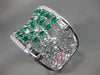 LARGE 24.73CT DIAMOND & AAA COLOMBIAN EMERALD 18KT WHITE GOLD 3D BANGLE BRACELET