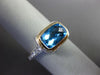 ESTATE 2.35CT DIAMOND & AAA BLUE TOPAZ 14KT 2 TONE GOLD SEMI ETERNITY BEZEL RING