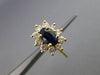 ESTATE 1.60CT DIAMOND & KASHMIR SAPPHIRE 14K YELLOW GOLD CLUSTER FLOWER EARRINGS