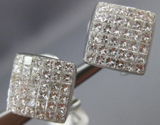 ESTATE LARGE 2.16CT DIAMOND 14KT WHITE GOLD 3D INVISIBLE CLIP ON EARRING #15771