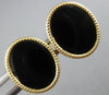 ESTATE ONYX 14KT YELLOW GOLD CLASSIC HANDCRAFTED OVAL MILGRAIN CUFF LINKS #26423