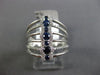 ESTATE WIDE .70CT DIAMOND & AAA SAPPHIRE 14K WHITE GOLD 3D MULTI ROW ETOILE RING