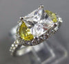 ESTATE 2.19CT DIAMOND & AAA YELLOW SAPPHIRE 14KT WHITE GOLD 3D ENGAGEMENT RING