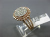 ESTATE LARGE 1.40CT DIAMOND 14KT ROSE GOLD 3D CLUSTER DOUBLE HALO MULTI ROW RING