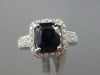 ESTATE WIDE 2.55CT DIAMOND & AAA SAPPHIRE 18KT WHITE GOLD SQUARE ENGAGEMENT RING