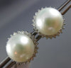 ESTATE LARGE .45CT DIAMOND 14KT WHITE GOLD SOUTH SEA PEARL CLASSIC STUD EARRINGS