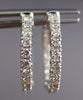 ESTATE .95CT DIAMOND 14KT WHITE GOLD 3D CLASSIC DOUBLE SIDED HOOP EARRINGS 2mm