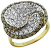 ESTATE 1.80CT WHITE & CHOCOLATE FANCY DIAMOND 14K YELLOW GOLD 3D LOVE KNOT RING