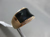 ESTATE WIDE .18CT DIAMOND 14KT ROSE GOLD 3D BLACK ENAMEL CONCAVE RING 13mm WIDE