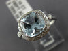 ESTATE 2.08CT DIAMOND & AAA AQUAMARINE 14KT WHITE GOLD 3D SQUARE ENGAGEMENT RING