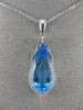 ESTATE LARGE 2.81CT DIAMOND & AAA BLUE TOPAZ 14K WHITE GOLD 3D PENDANT #26502