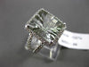 ESTATE LARGE 8.35CT DIAMOND & AAA GREEN AMETHYST 14K WHITE GOLD DOUBLE BAND RING