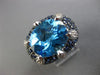 ESTATE LARGE 17.86CT DIAMOND & BLUE TOPAZ SAPPHIRE 18KT WHITE GOLD SUNBURST RING