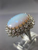 ANTIQUE LARGE 3.50CT OLD MINE DIAMOND & AAA OPAL 14K WHITE GOLD OVAL RING #22137