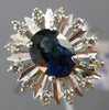 ESTATE WIDE 1.20CT DIAMOND & AAA SAPPHIRE 14KT WHITE GOLD OVAL FLOWER FUN RING