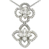ESTATE LARGE 1.19CT DIAMOND 18KT WHITE GOLD DOUBLE FLOWER 4 LEAF CLOVER PENDANT