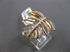 ESTATE WIDE .67CT FANCY YELLOW & WHITE DIAMOND 18KT ROSE GOLD 3D LEAF RING CUTE!