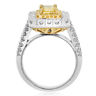ESTATE 1.72CT WHITE & FANCY YELLOW DIAMOND 18KT 2 TONE GOLD HALO ENGAGEMENT RING