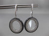 ESTATE LARGE 4.16CTW BLACK & WHITE DIAMOND 18KT WHITE GOLD OVAL HANGING EARRINGS