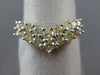 ESTATE WIDE 1.10CT DIAMOND 14KT YELLOW GOLD 3D TWO ROW V SHAPE ANNIVERSARY RING