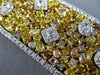 ESTATE MASSIVE GIA 68.34CT WHITE FANCY INTENSE YELLOW DIAMOND 18K GOLD BRACELET