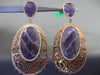 ESTATE LARGE 2.70CT DIAMOND AMETHYST 18K WHITE & ROSE GOLD HALO CLIP ON EARRINGS