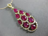 ESTATE 3.78CT DIAMOND & AAA RUBY 14KT YELLOW GOLD 3D TEAR DROP JOURNEY PENDANT