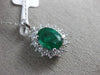 ESTATE LARGE 2.36CT DIAMOND & AAA EMERALD 18KT WHITE GOLD 3D OVAL HALO PENDANT