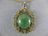 ANTIQUE WIDE AAA JADE 14KT YELLOW GOLD 3D FILIGREE HEART FLOATING PENDANT #24042