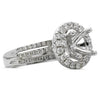 ESTATE .66CT DIAMOND 18KT WHITE GOLD 3D HALO 4 PRONG SEMI MOUNT ENGAGEMENT RING