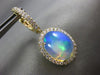 ESTATE 7.86CT DIAMOND & AAA OPAL 14K YELLOW GOLD HALO FILIGREE HANGING EARRINGS