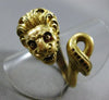 ANTIQUE LARGE 14KT YELLOW GOLD 3D HANDCRAFTED RED ENAMEL SNAKE LION FUN RING