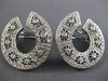 ESTATE LARGE 1.36CT DIAMOND 18KT WHITE GOLD OPEN FILIGREE HOOP CLIP ON EARRINGS