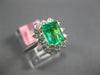 ESTATE WIDE 1.82CT DIAMOND & AAA EMERALD 18KT TWO TONE GOLD HALO ENGAGEMENT RING