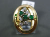 ESTATE .22CT DIAMOND & AAA EMERALD 14KT WHITE & YELLOW GOLD 3D OVAL FUN RING