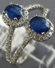 ESTATE WIDE 1.24CT DIAMOND & AAA SAPPHIRE 14K WHITE GOLD FLOWER ANNIVERSARY RING