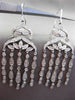 ESTATE LARGE 1.50CT DIAMOND 14KT WHITE GOLD CHANDELIER FILIGREE HANGING EARRINGS