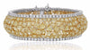 LARGE 44.21CT WHITE & FANCY YELLOW DIAMOND 18KT TWO TONE GOLD 3D TENNIS BRACELET