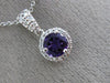 ESTATE 1.02CT DIAMOND & AAA AMETHYST 14KT WHITE GOLD 3D PAVE HALO ROUND PENDANT