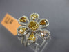 ESTATE LARGE 1.46CT MULTI COLOR DIAMOND 14KT 2 TONE GOLD MULTI SHAPE FLOWER RING
