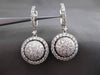 ESTATE LARGE 2.72CT DIAMOND 18KT WHITE GOLD CIRCULAR DOME HALO HANGING EARRINGS