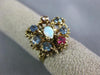 ANTIQUE WIDE AAA MULTI GEM 14KT YELLOW GOLD CLASSIC FLOWER BUTTERFLY FUN RING