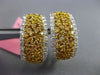 ESTATE LARGE 2.97CT WHITE & FANCY INTENSE DIAMOND 18KT TWO TONE GOLD 3D EARRINGS