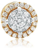 ESTATE .27CT DIAMOND 14KT TWO TONE GOLD 3D SOLITAIRE DOUBLE HALO STUD EARRINGS