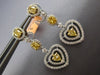 ESTATE LARGE 2.34CT WHITE & FANCY YELLOW DIAMOND 18KT 2 TONE GOLD HEART EARRINGS