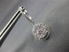 ESTATE 1.0CT DIAMOND 14KT WHITE GOLD ROUND CLUSTER HALO HUGGIE HANGING EARRINGS