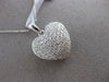 ESTATE .59CT DIAMOND 18KT WHITE GOLD CLASSIC PUFF HEART FLOATING PENDANT & CHAIN