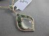 ESTATE 3.13CT DIAMOND & EMERALD & AGATE 14K YELLOW GOLD 3D FLOATING PENDANT