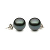 ESTATE AAA 9.5MM TAHITIAN PEARL 14KT WHITE GOLD CLASSIC SOLITAIRE STUD EARRINGS